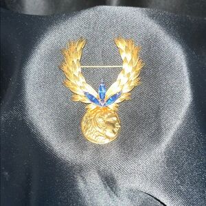 Gold and Blue Winged Brooch